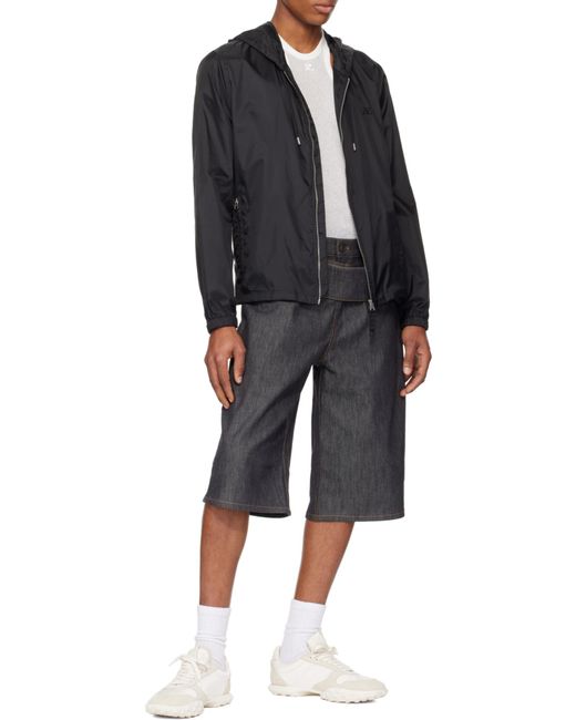 Courreges Black Courrèges Drawstring Hooded Windbreaker for men
