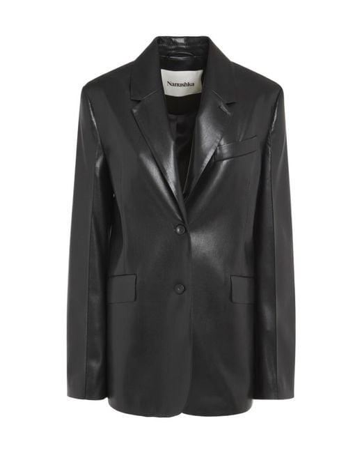 Nanushka Black Single-Breasted Long-Sleeved Jacket