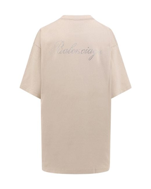 Balenciaga Natural Logo Embellished Large Fit T-Shirt