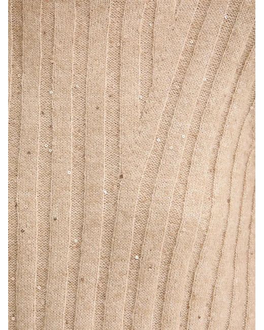 Twinset Natural Sequin-Embellished Ribbed Sweater