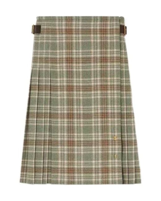 Loro Piana Green Milda Plaid Skirt