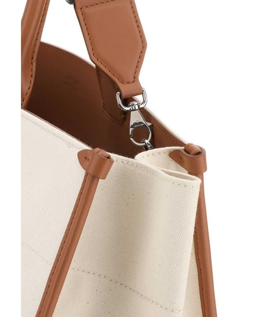 Lanvin Natural Logo Printed Top Handle Bag