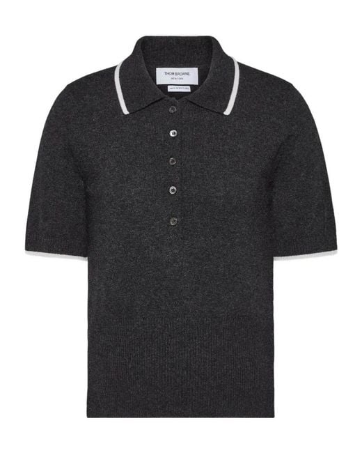 Thom Browne Black Intarsia-Number Polo Shirt