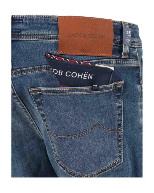 Jacob Cohen Blue Logo Patch Straight-Leg Jeans for men