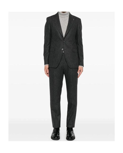 Tagliatore Gray Long-Sleeved Suit Jacket And Trousers Two-Piece Set for men