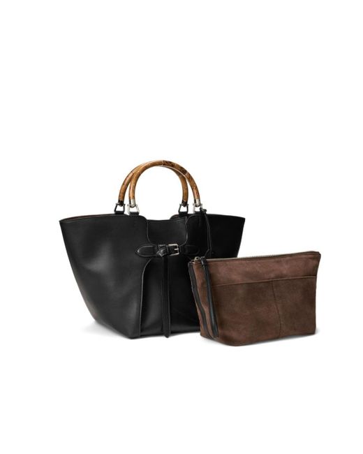 Ralph Lauren Black Medium Leather Tote Bag