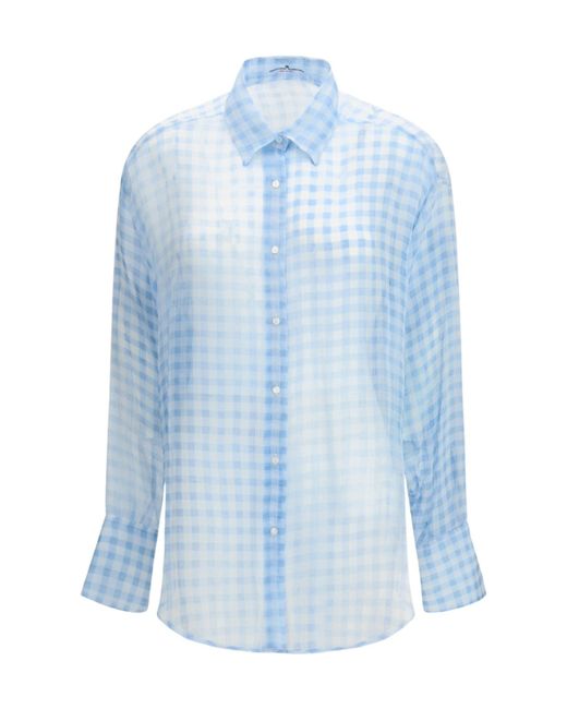 Ermanno Scervino Blue Checked Button-Up Shirt