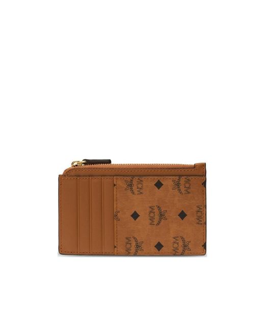 MCM Brown All-Over Logo Print Wallet for men