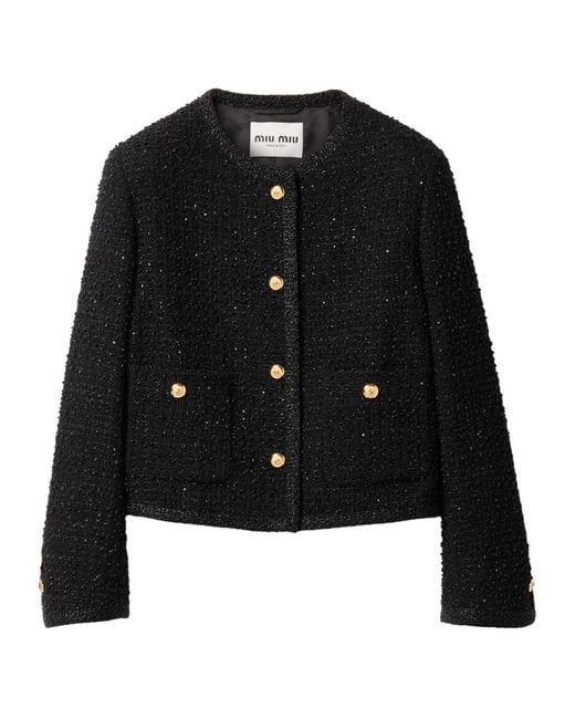 Miu Miu Black Button-Up Cropped Jacket