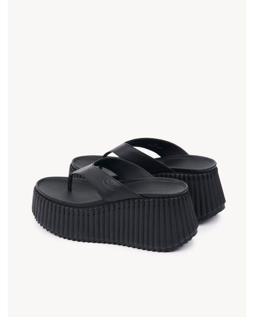 Chloé Black Platform Ridged-Sole Sandals