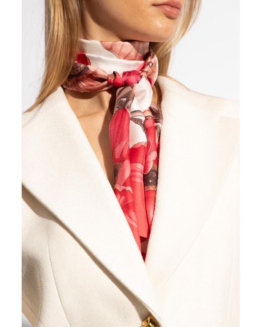 Ferragamo Pink Ferragamo Floral Printed Scarf