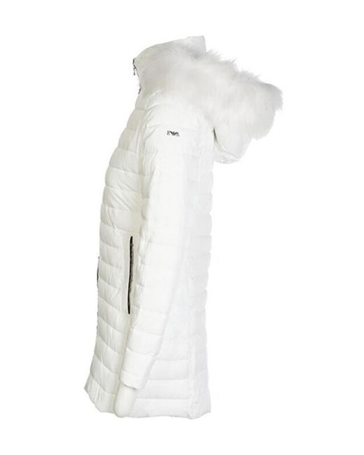 Emporio Armani White Logo Hooded Cotton-Padded Jacket