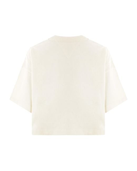 Bottega Veneta White Cropped Crewneck T-Shirt