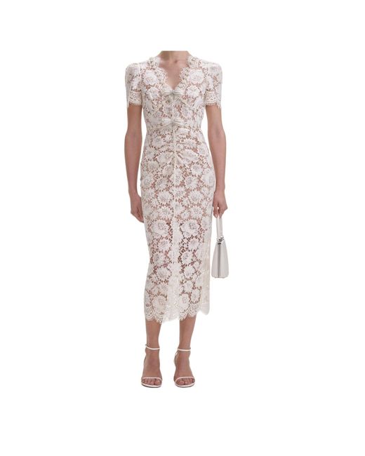 Self-Portrait Multicolor Fine Lace Embellished Midi Dress