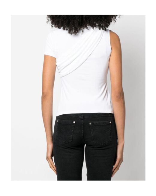 Blumarine White Twist-Detailed Crewneck T-Shirt