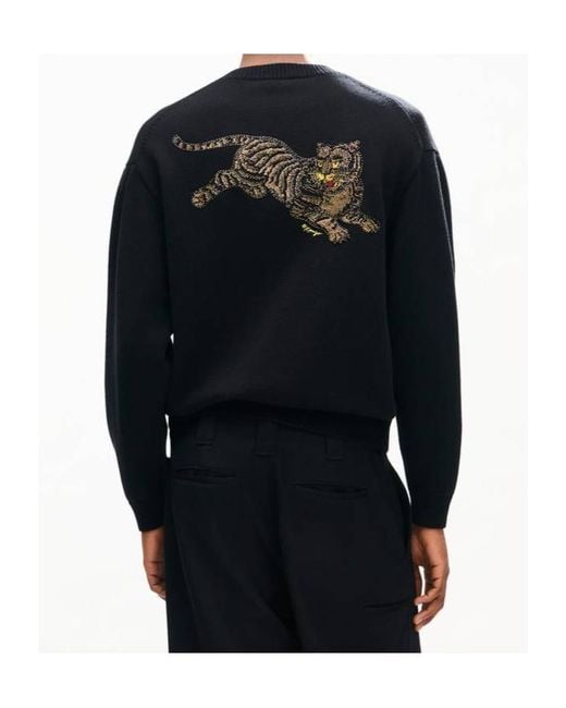 KENZO Black Jumping Tiger' Embroidered Cardigan for men