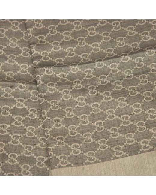 Gucci Natural Gg Jacquard Fringed Scarf