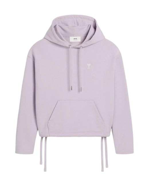 AMI Purple Ami Ami De Coeur Cropped Fleece Hoodie