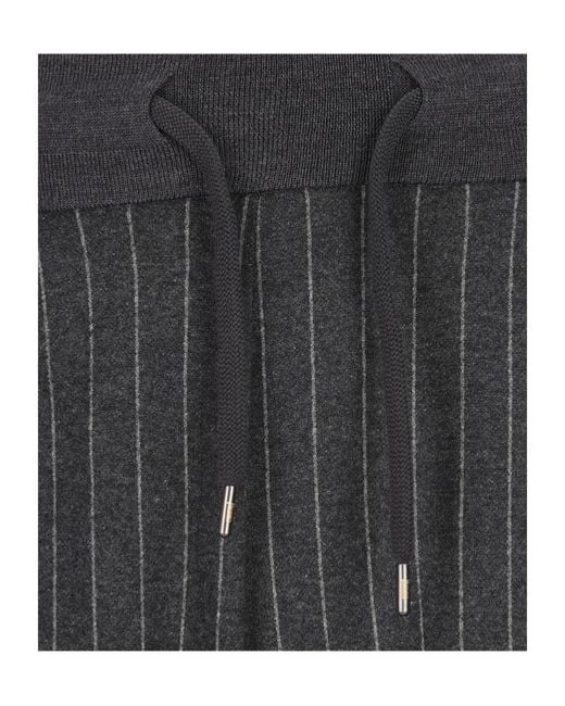 Herno Gray Pinstriped Drawstring Pants for men
