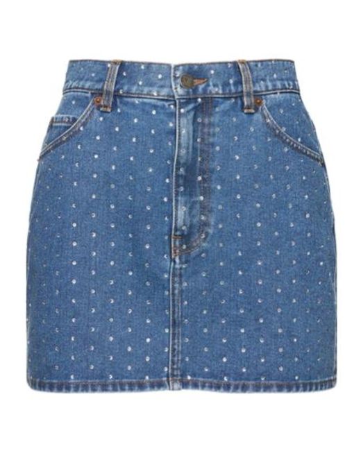 GIUSEPPE DI MORABITO Blue Embellished Cotton Denim Mini Skirt