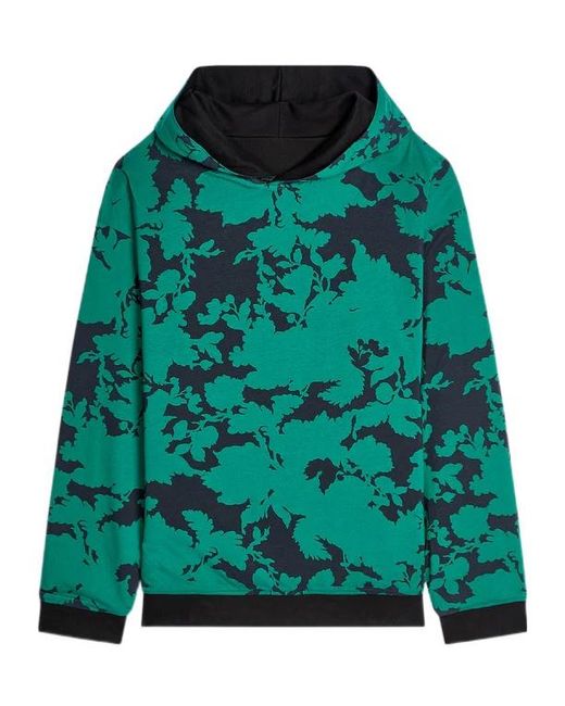 Dries Van Noten Blue Floral-Print Hoodie for men