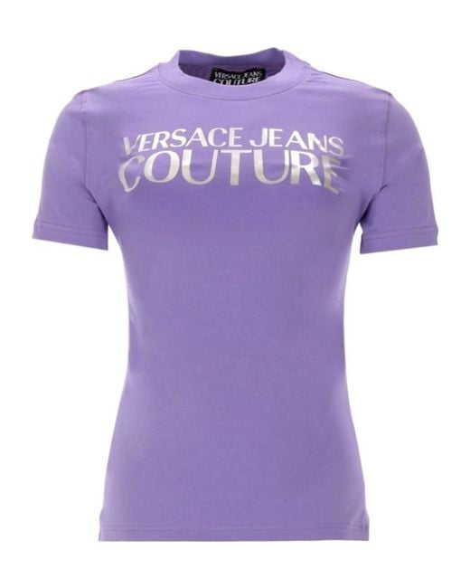 Versace Purple Jeans Couture T-Shirt Con Logo