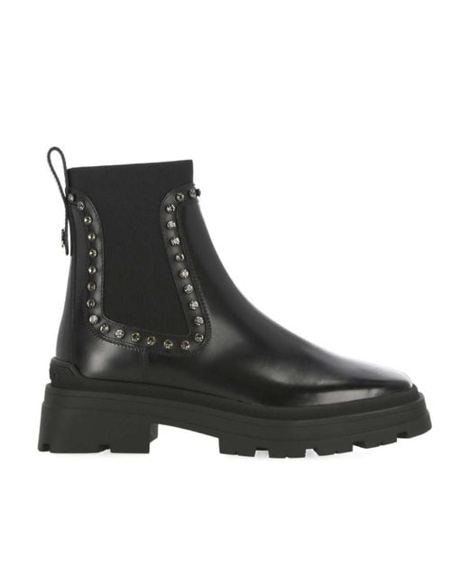 Jimmy Choo Black Veronique Crystal-Embellished Leather Boots