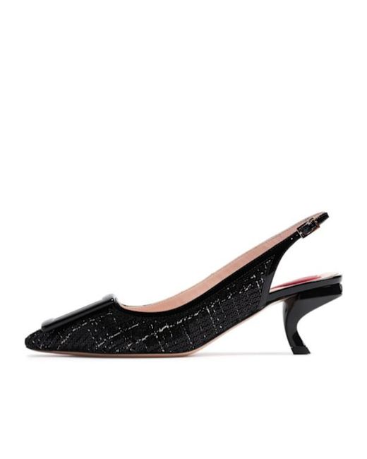 Roger Vivier Black Virgule Pointed-Toe High-Heeled Sandals