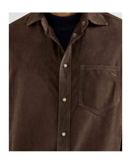 Brunello Cucinelli Brown Suede Overshirt for men