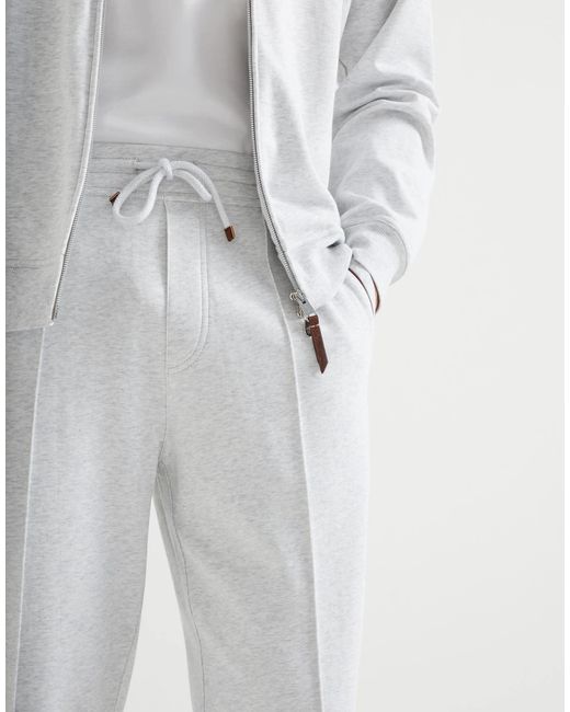 Brunello Cucinelli White Drawstring Terry Sweatpants for men