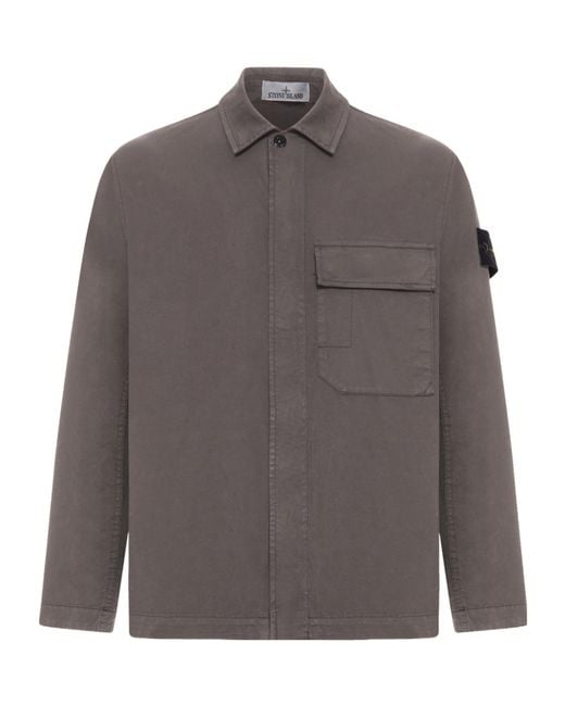 Stone Island Gray Compass Badge Overshirt for men