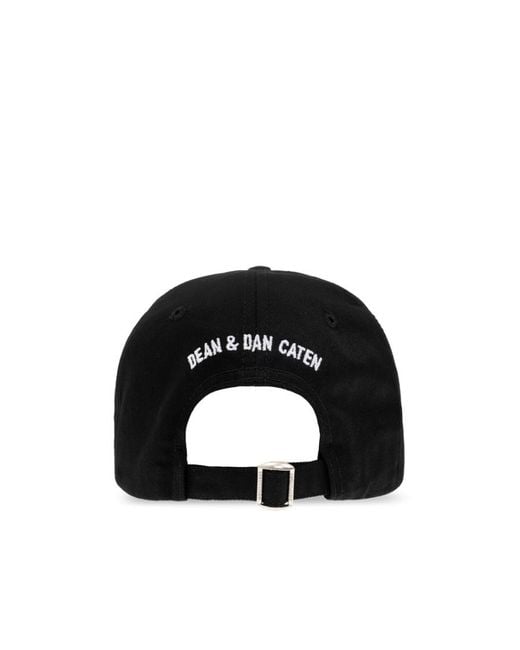 DSquared² Black Logo Embroidered Curved Peak Cap for men