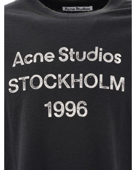 Acne Black Logo Printed Crewneck T-Shirt for men