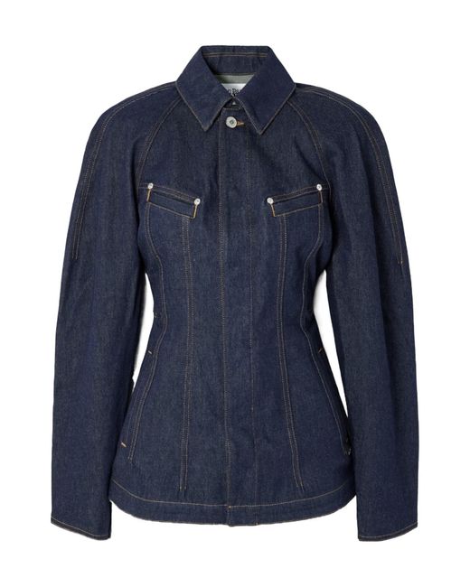 Jean Paul Gaultier Blue Paneled Topstitched Denim Jacket
