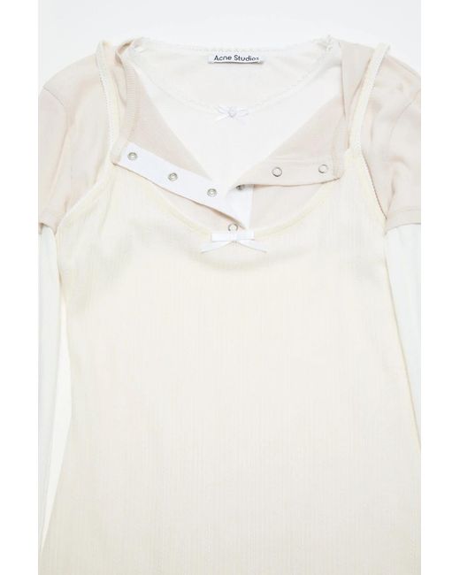 Acne White Layered-Effect Bow-Detail Mini Dress