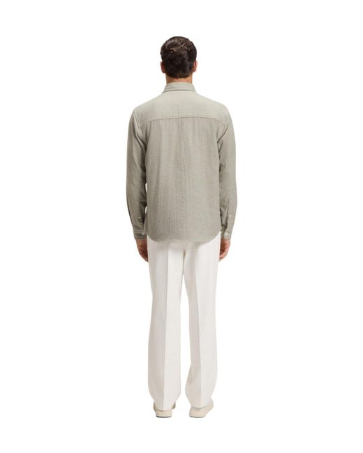 Boss Gray Knit Long-Sleeve Shirt for men