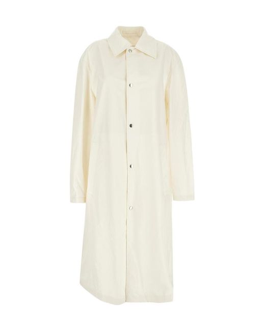 Jil Sander White Logo-Print Single-Breasted Coat for men
