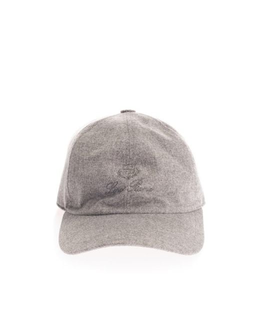 Loro Piana Gray Logo Embroidered Baseball Cap for men