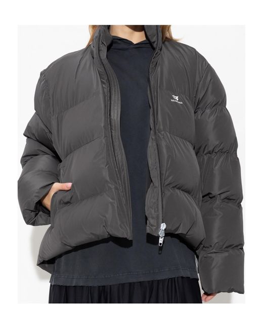 Balenciaga Gray Logo Printed Padded Jacket