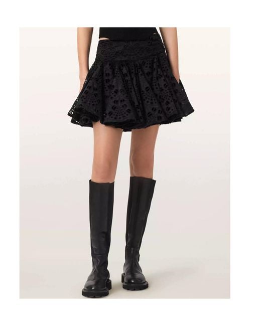 AllSaints Black Dotty Broderie Anglaise Skirt
