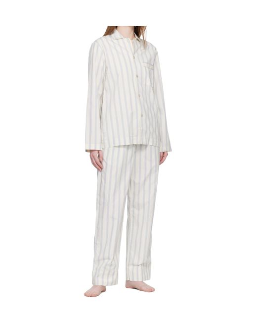 Tekla White Long-Sleeved Pajama Shirt for men