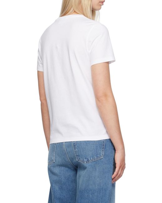 Maison Kitsuné White Maison Kitsuné Fox Head Patch Crewneck T-Shirt