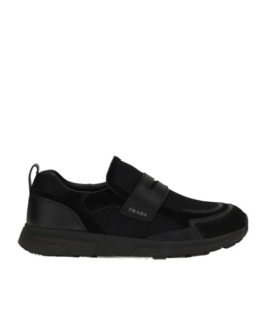 Prada Black Prax Mesh Sneakers for men