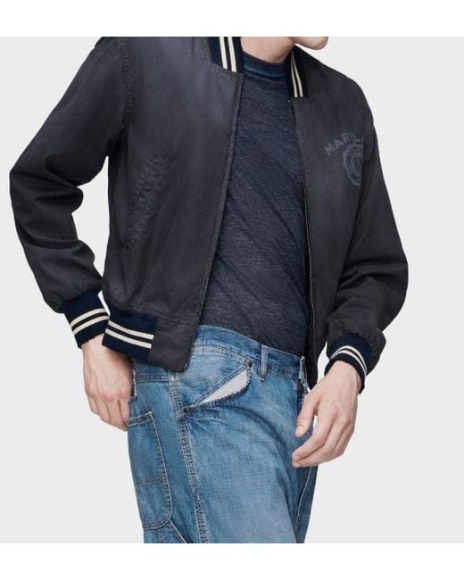 Maison Margiela Blue Varsity Bomber Jacket for men