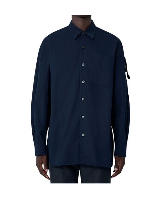 Dries Van Noten Blue Button Down Poplin Shirt for men