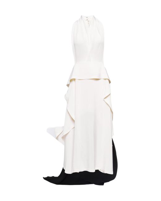 Victoria Beckham White Cut-Out Satin And Crepe Halter-Neck Gown