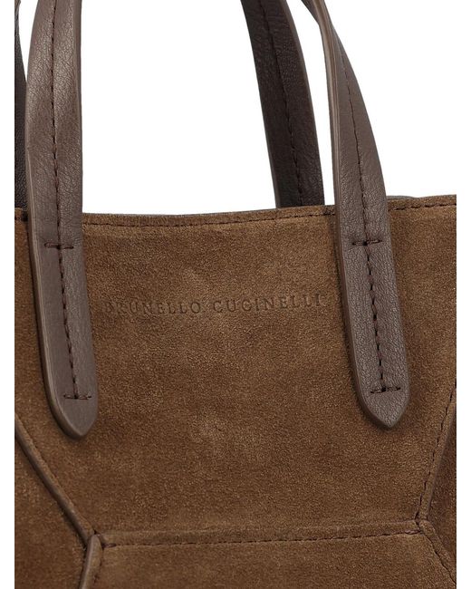 Brunello Cucinelli Brown Bc Duo Embellished Mini Tote Bag