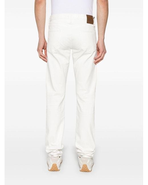 Tom Ford White Logo Patch Ripped-Detailed Jeans for men