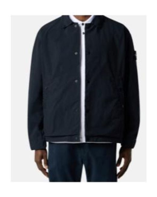 Stone Island Blue Logo Patch Buttoned Jacket for men