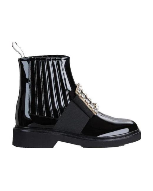 Roger Vivier Black Buckle Detailed Chelsea Boots